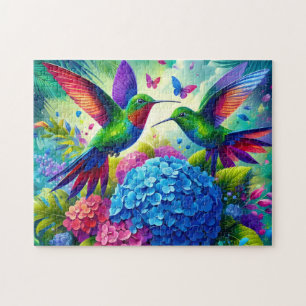 Hortensie mit Kolibripaar Puzzle