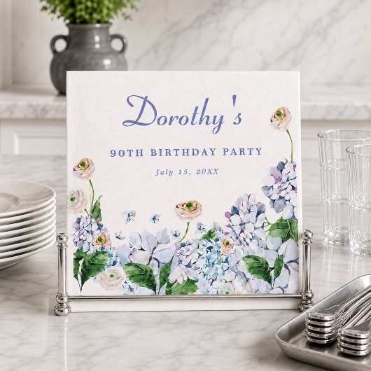 Hortensie Rose 90. Geburtstag Personalisiert Benut Serviette