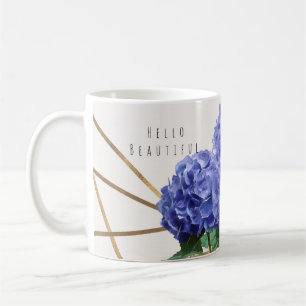 Hortensie und Gold Elegante Blumenpersonalisierung Kaffeetasse