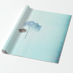 Hortensie Vintage Blau Floral Rustikal Antik Geschenkpapier