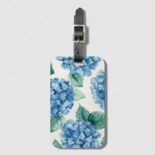Hortensien-Blau-Blumen-Aquarell-Botanische Blüten Gepäckanhänger
