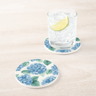 Hortensien-Blau-Blumen-Aquarell-Botanische Blüten Getränkeuntersetzer