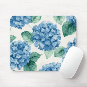 Hortensien-Blau-Blumen-Aquarell-Botanische Blüten Mousepad