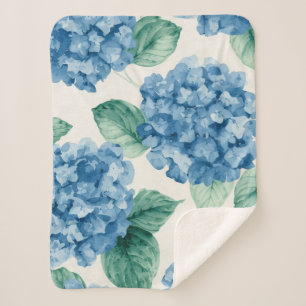 Hortensien-Blau Florale Wasserfarbe Botanische Blü Sherpadecke