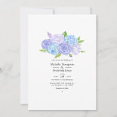 Hortensien Blaue und Helllila Hochzeit Einladung (Vorderseite)