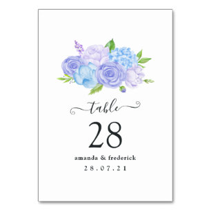 Hortensien Blaue und Helllila Hochzeit Tischnummer