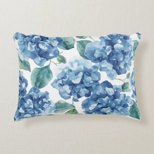 Hortensien-Blues Wasserfarben-Blüten-Blumenmuste Dekokissen