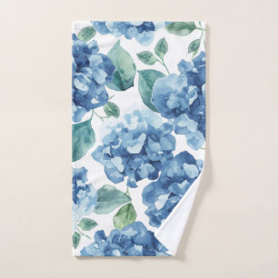 Hortensien-Blues   Wasserfarben-Blüten-Blumenmuste Handtuch
