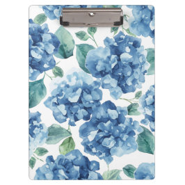 Hortensien-Blues | Wasserfarben-Blüten-Blumenmuste Klemmbrett