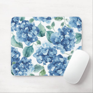 Hortensien-Blues   Wasserfarben-Blüten-Blumenmuste Mousepad