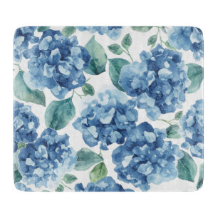 Hortensien-Blues Wasserfarben-Blüten-Blumenmuste Schneidebrett