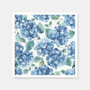 Hortensien-Blues Wasserfarben-Blüten-Blumenmuste Serviette