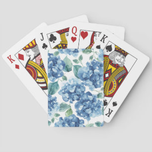 Hortensien-Blues Wasserfarben-Blüten-Blumenmuste Spielkarten