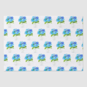 Hortensien-Blumen Blau Wasserfarbe Rustikal  Seidenpapier