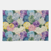 Hortensien-Blumen-Falsches-Buntglas-Monogramm Geschirrtuch (Horizontal)