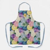 Hortensien-Blumen-Falsches-Buntglas-Monogramm Schürze (Vorderseite)