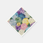 Hortensien-Blumen-Faux-Buntglas-Monogramm Serviette (Ecke)
