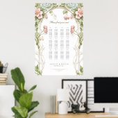 Hortensien-Blumen-Hochzeits-Sitzplan Poster (Heimbüro)