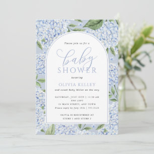 Hortensien-Blumenbogen Blaue Babyparty Einladung