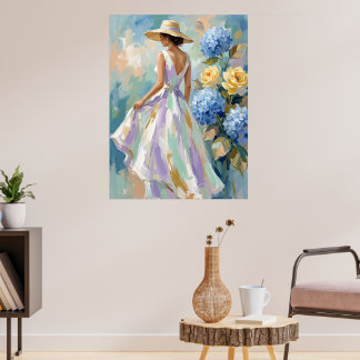 Hortensien-Blumenmode-Malerei Poster