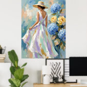 Hortensien-Blumenmode-Malerei Poster (Heimbüro)