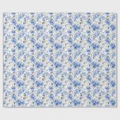 Hortensien-Blumenmuster Kobaltblau Geschenkpapier (Flach)