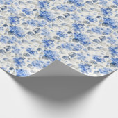 Hortensien-Blumenmuster Kobaltblau Geschenkpapier (Ecke)