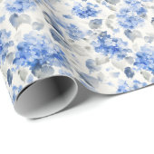 Hortensien-Blumenmuster Kobaltblau Geschenkpapier (Rolleneckpunkt)