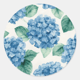 Hortensien-Blüten-Aquarell-Botanik-Blüten Runder Aufkleber