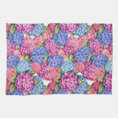 Hortensien-Blüten Pink Blau Geschirrtuch (Horizontal)