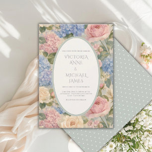 Hortensien Florale Vintage Salbeigrüne Hochzeit Einladung