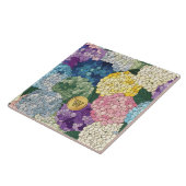 Hortensien Florales Falsches Buntglas Monogramm Fliese (Seite)