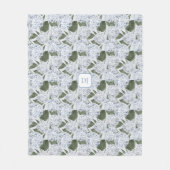 Hortensien-Garten-Monogramm Fleecedecke (Vorderseite)