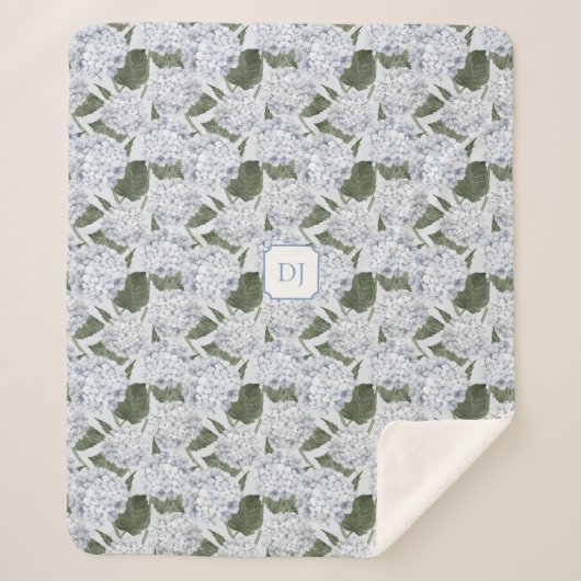 Hortensien-Garten-Monogramm Sherpadecke (Vorderseite)