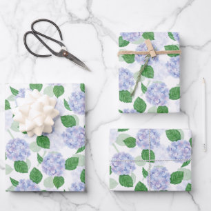 Hortensien-Geschenkpapier, blaues Blumen-Geschenkp Geschenkpapier Set