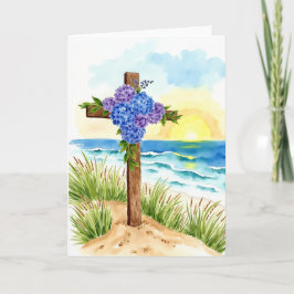 Hortensien-Kreuz Ostern Religiös Christlich Feiertagskarte