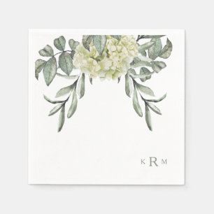 Hortensien-Laub-Salbei-Monogramm-Cocktailserviette Serviette