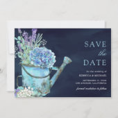 Hortensien Lavendel Blumen Navy Blau Hochzeit Save The Date (Vorderseite)