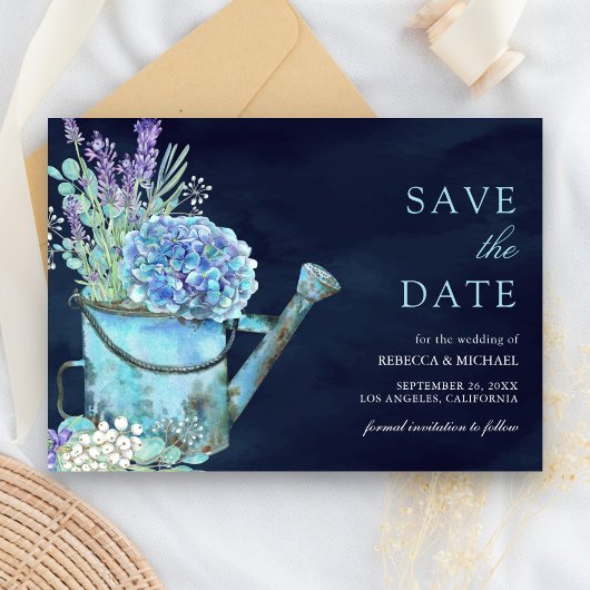 Hortensien Lavendel Blumen Navy Blau Hochzeit Save The Date