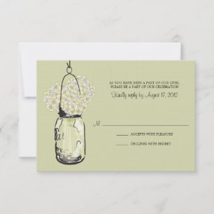 Hortensien & Mason Jar Hochzeit RSVP Karte