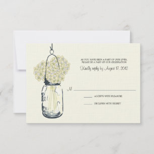 Hortensien & Mason Jar Hochzeit RSVP Karte
