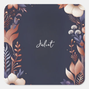 Hortensien Metallisch Reines Marineblau Brausebad Quadratischer Aufkleber