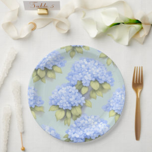 Hortensien-Teller Enteneiblau Florale Party Pappteller