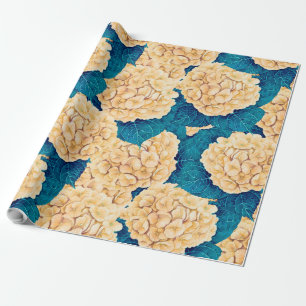 Hortensien-Wasserfarbmuster, gelb und blau Geschenkpapier