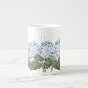 Hortensienblaue-Blumen-Knochenporzellan-Teetasse Porzellantasse