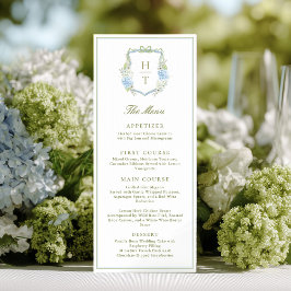 Hortensienblaue Blumengrat Hochzeit Menükarte