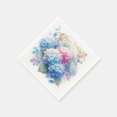 Hortensienblaue Florale Geburtstagsfeier Serviette (Ecke)
