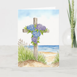 Hortensienkreuz Ostern Aquarell Feiertagskarte