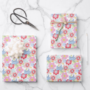 Horton hört ein Hu   Pastell-Blumenmuster Geschenkpapier Set