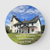Horton Point Lighthouse, New York Round Clock Runde Wanduhr (Vorderseite)